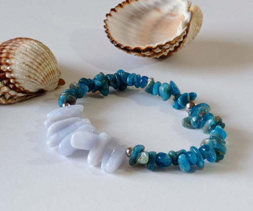 Minerál náramek*Apatit*Chalcedon*chirurgická ocel