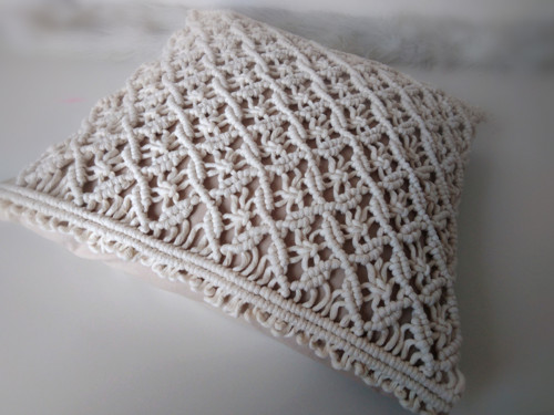 Macramé povlak na polštář 40x40 cm natural