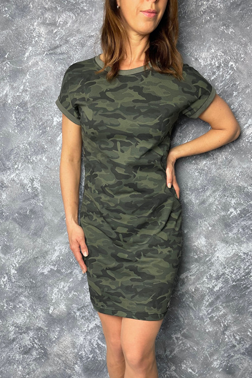 Basic maskáčové šaty - khaki