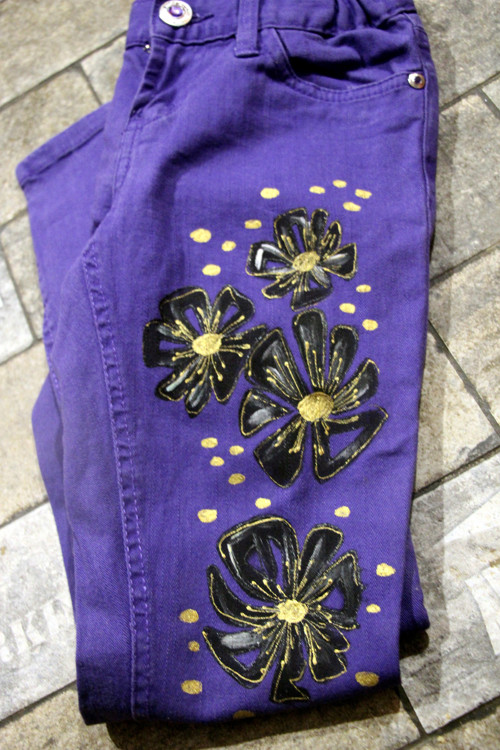 Malované jeans vel. 134/140 — foto 1