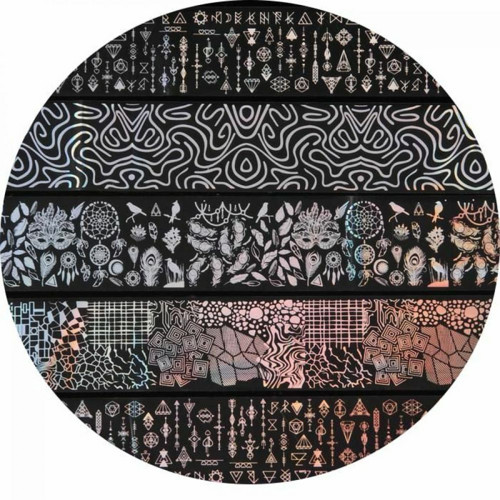 Sada fólií na nehty, 2,5 × 50 cm, 10 ks, stříbrná