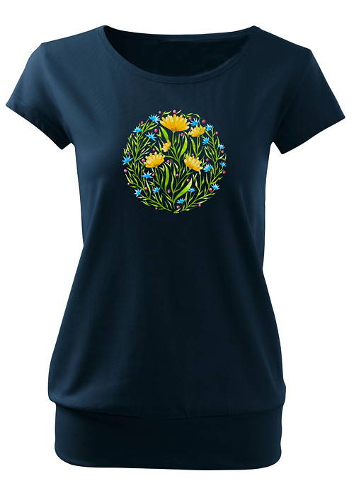 Dámské tričko "Yellow folk flowers"