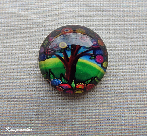 Skleněný kabošon strom života 20mm