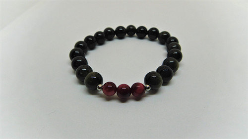 Náramek obsidián, tygří oko