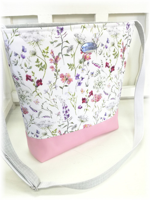Crossbody - kabelka - Bylinky v růžové