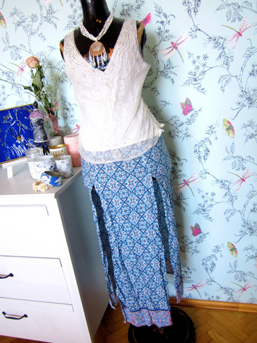 Sukně boho modrobílá — foto 1