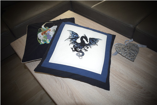 Polštářek Drak modrý patchwork — foto 1