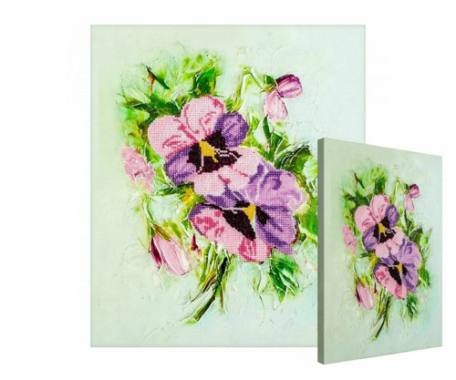 1pc Viola Květiny Seed Bead Bead výšivka Diy Kit
