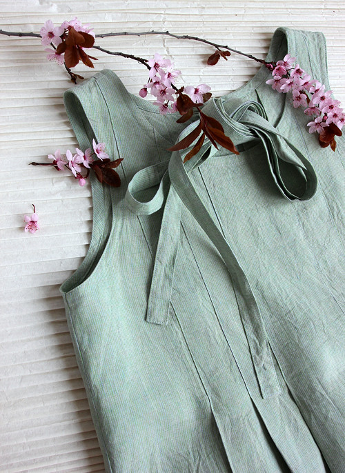 LINN šaty len - mint proužeček — foto 1