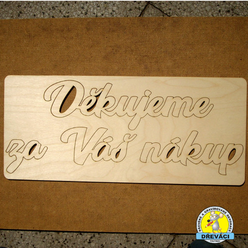 Nápis "Děkujeme za Váš nákup"