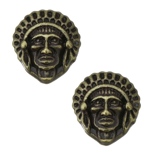 Kovový přívěsek - maska, barva antik bronz, — foto 1