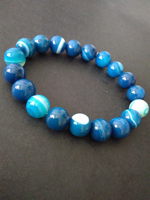 Náramek BLUE*achát krajkový