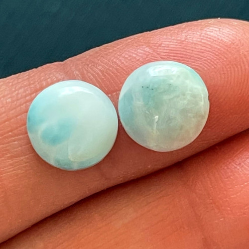 Larimar kabošon pár / 10 mm (pár č.2)