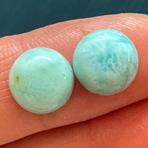 Larimar kabošon pár / 10 mm (pár č.3)
