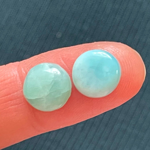 Larimar kabošon pár / 10 mm (pár č.4) — foto 1