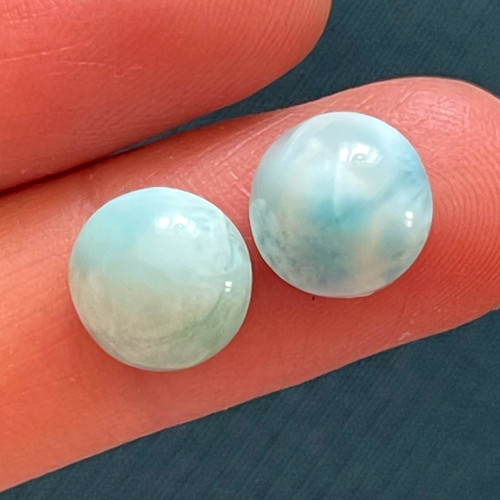 Larimar kabošon pár / 10 mm (pár č.5)
