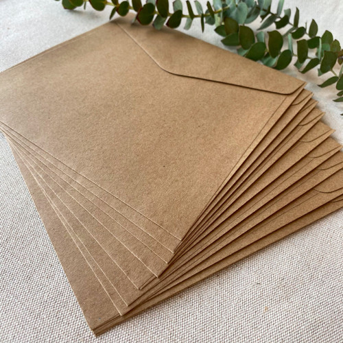 16cm přírodní kraft obálka, recyklovaná, hnědá