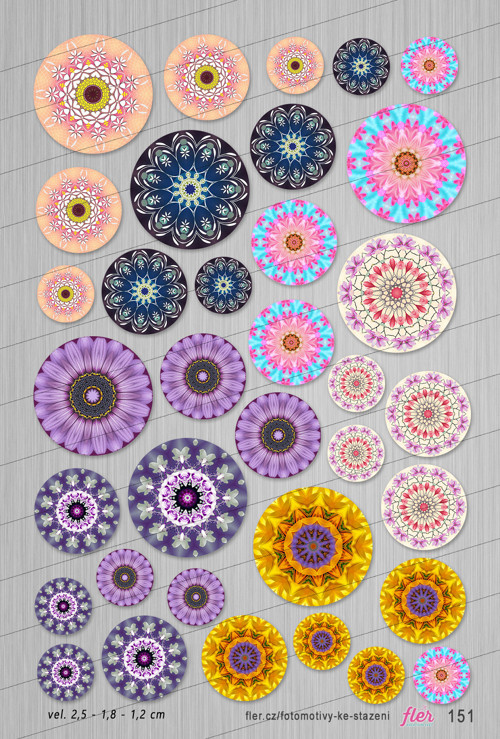 Motivy vel. 25,18,12 mm - mandaly