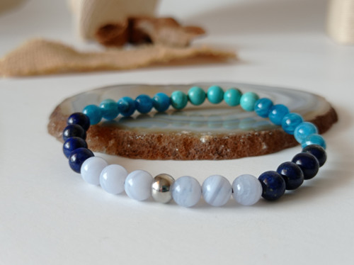 Minerál náramek*Apatit*Chalcedon*Lapis*Tyrkys*