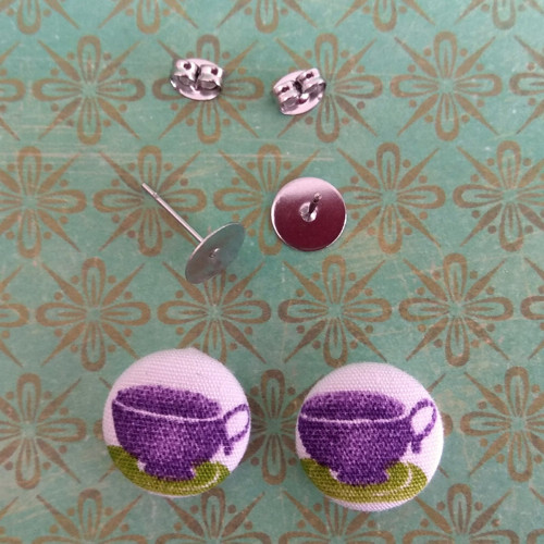 Diy sada - button náušnice čaj