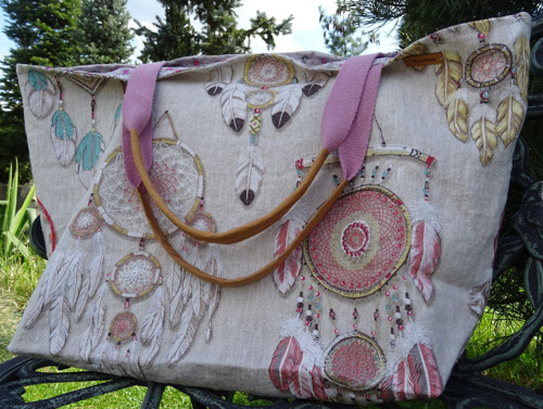 LINEN BAG * lapače * velká lněná * taška
