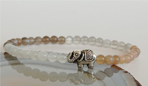 Minerální náramek*Měsíční kámen*4 mm*slon*
