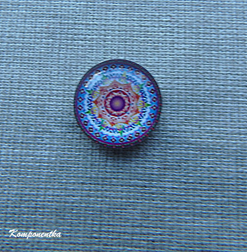 Skleněný kabošon s mandalou 12mm 1kus