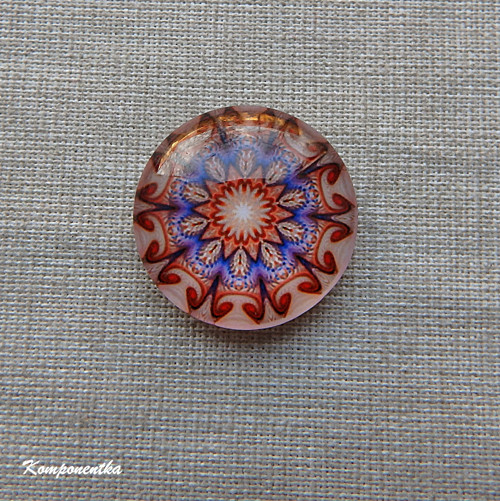 Skleněný kabošon s mandalou 20mm 1kus
