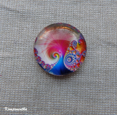 Skleněný kabošon se spirálou 20mm 1kus