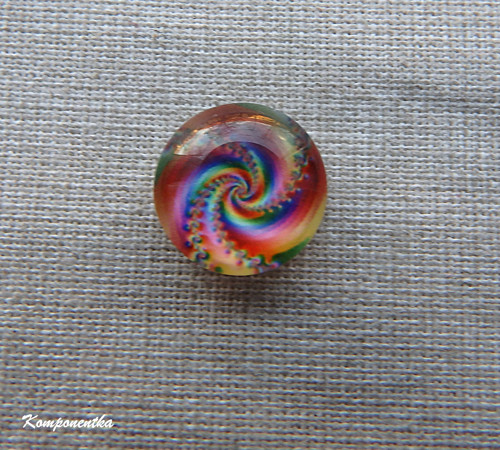 Skleněný kabošon se spirálou 12mm 1kus