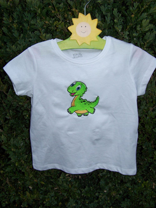 Tričko s výšivkou - zelený dino