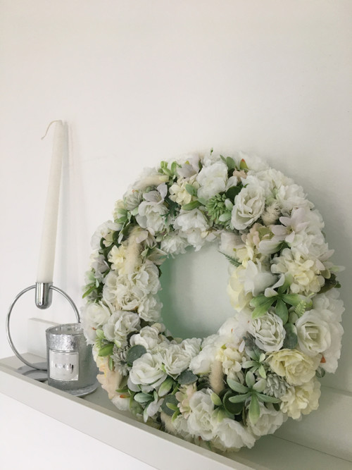Celoroční VĚNEC 25cm - zeleno/bílý — foto 1