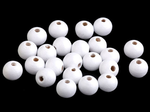 Dřevěné korálky 10 mm (20g) - bílá
