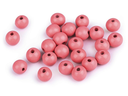 Dřevěné korálky 10 mm (40ks) - středně růžová