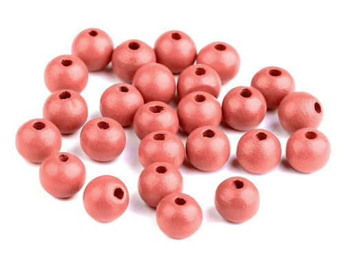 Dřevěné korálky 10 mm (20g) - korálová