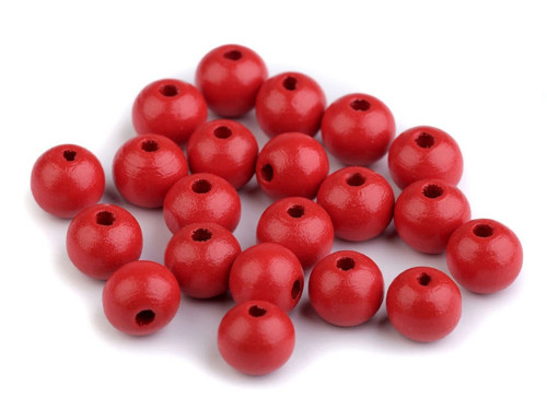 Dřevěné korálky 10 mm (20g) - červená