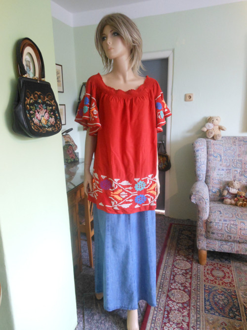 Vyšívaná boho halena, tunika, vel.48 — foto 1