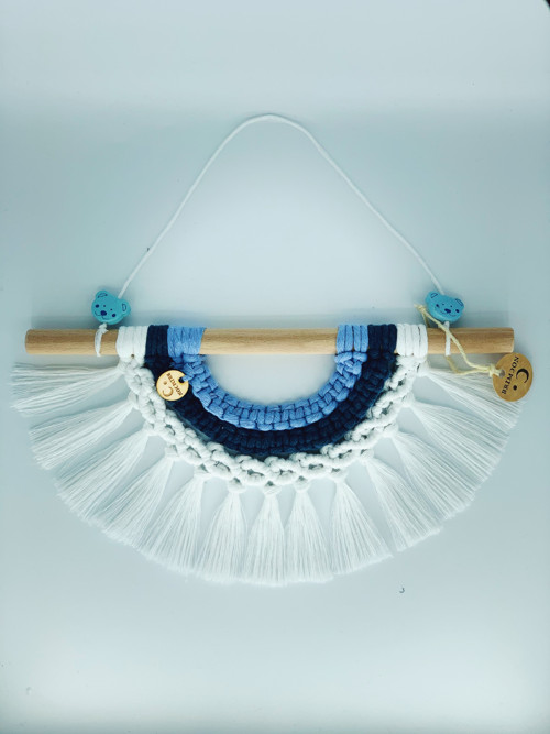 Duha macramé bílo-modrá