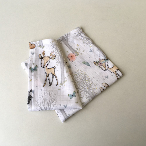 Zvířátka boho z lesa - mušelínová žínka/ubrousek
