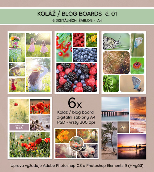 KOLÁŽ/BLOG BOARDS č. 01 - digitální šablony