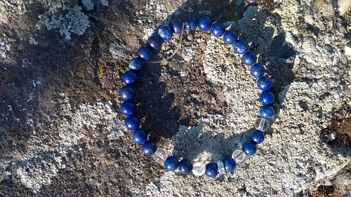 Náramek: lapis lazuli, křišťál + rondelka