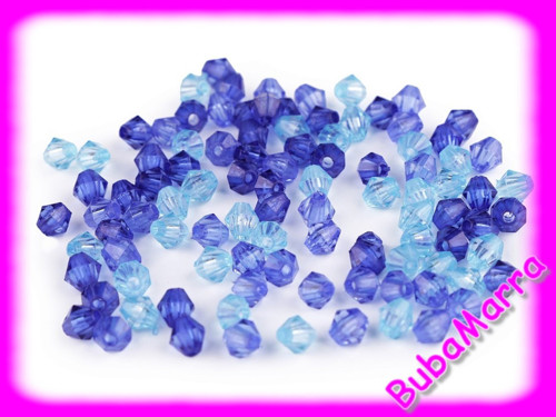 ~20g~ Plastové korálky sluníčka 6x6mm ~ modrý mix