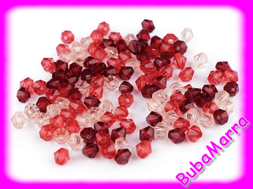 ~20g~ Plastové korálky sluníčka 6x6mm ~červený mix