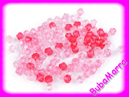 ~20g~ Plastové korálky sluníčka 6x6mm ~ růžový mix
