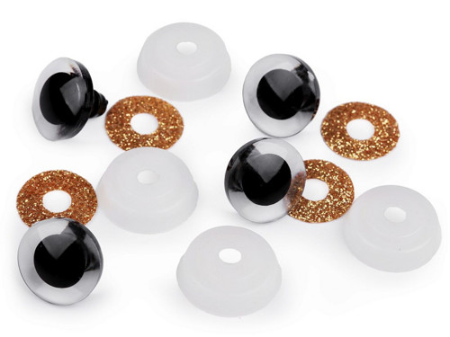 Bezpečnostní oči glitrové 20mm (2 sady) - zlatá