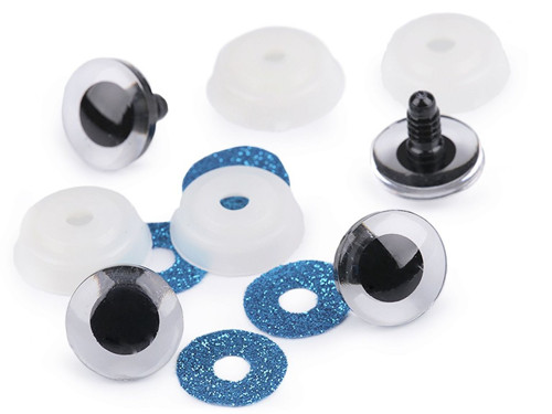 Bezpečnostní oči glitrové 20mm (2 sady) - modrá