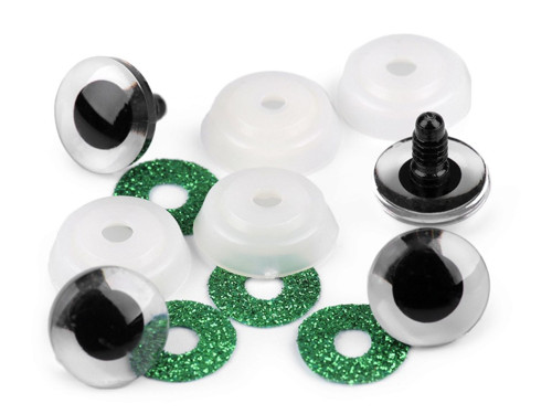 Bezpečnostní oči glitrové 20mm (2 sady) - zelená
