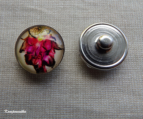 Skleněný kabošon lapač snů na buttonu 18mm