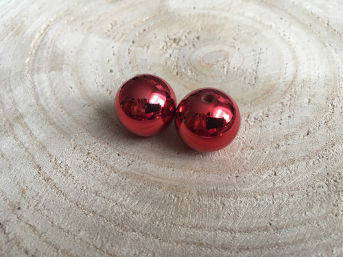 Korálky akryl koule 20mm, bal. 2ks, červené