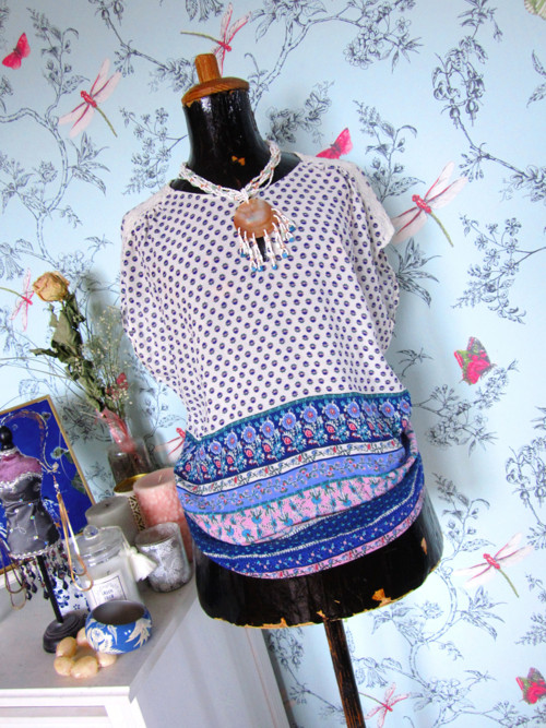 Halenka top boho modrobílá — foto 1